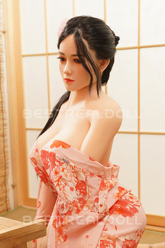 US Stock 158cm Yukina Japanese Girl Sex Doll Silicone Head with Wig TPE Body Adult Love Doll
